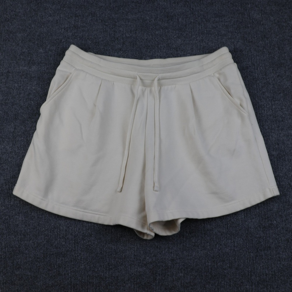 A New Day Shorts Womens Large Beige Lounge Drawstring‎ Elastic Waist Pockets